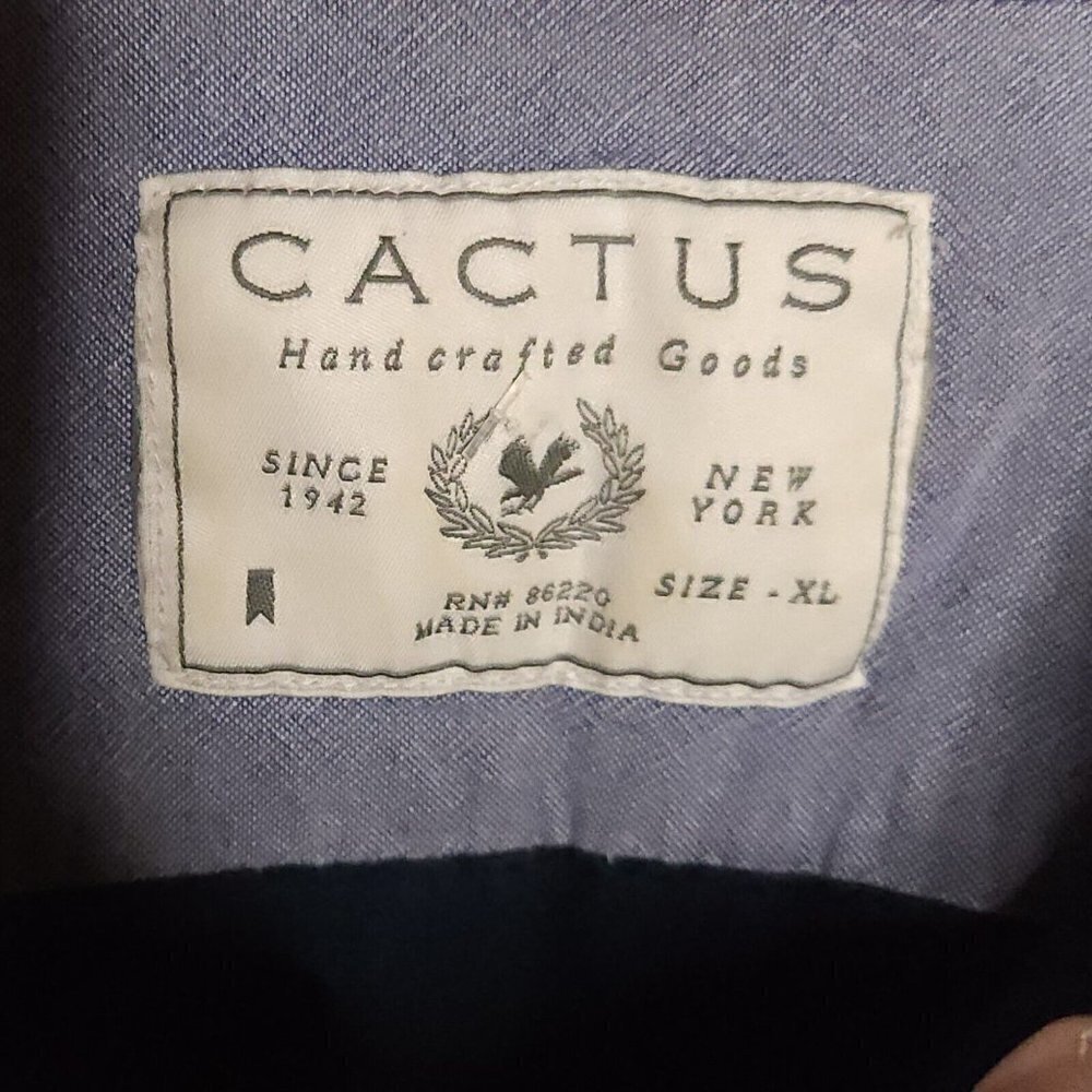 Cactus Mens Navy Blue White Abstract Long Sleeve Button Down XL - Picture 4 of 6